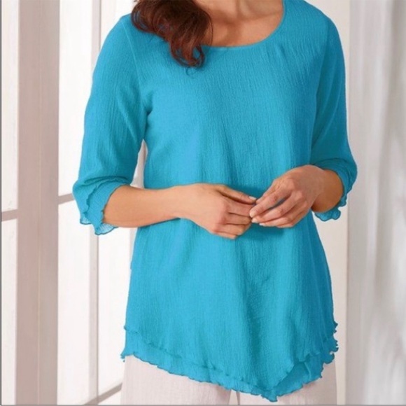 Soft Surroundings Blue Women's Blouse - Picture 1 of 6